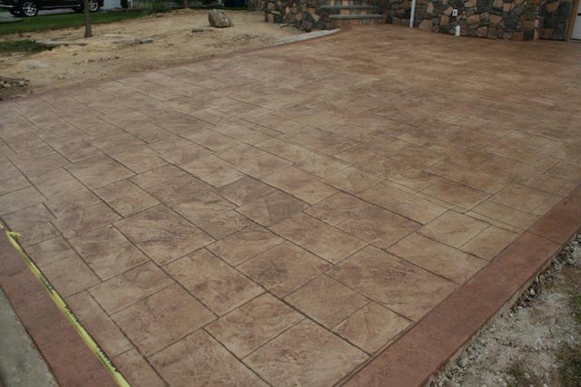 close up of the stamped concrete