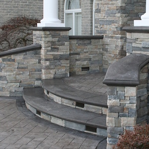 cultured stone stairs with bull nose