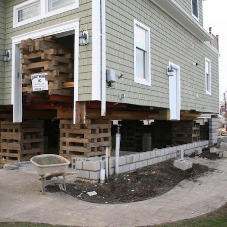 house raising foundation in progress in Neptune, NJ