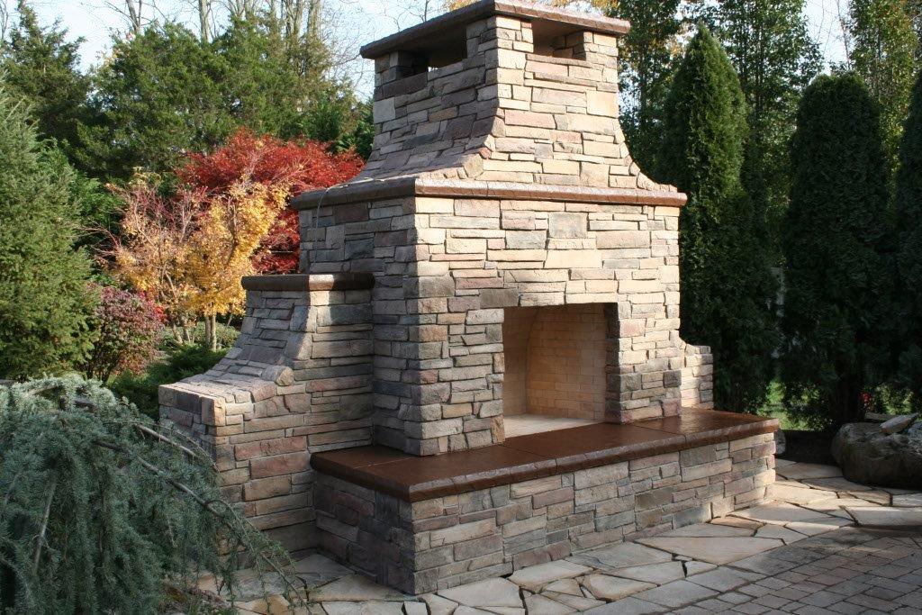 Side View of Outdoor Fireplace