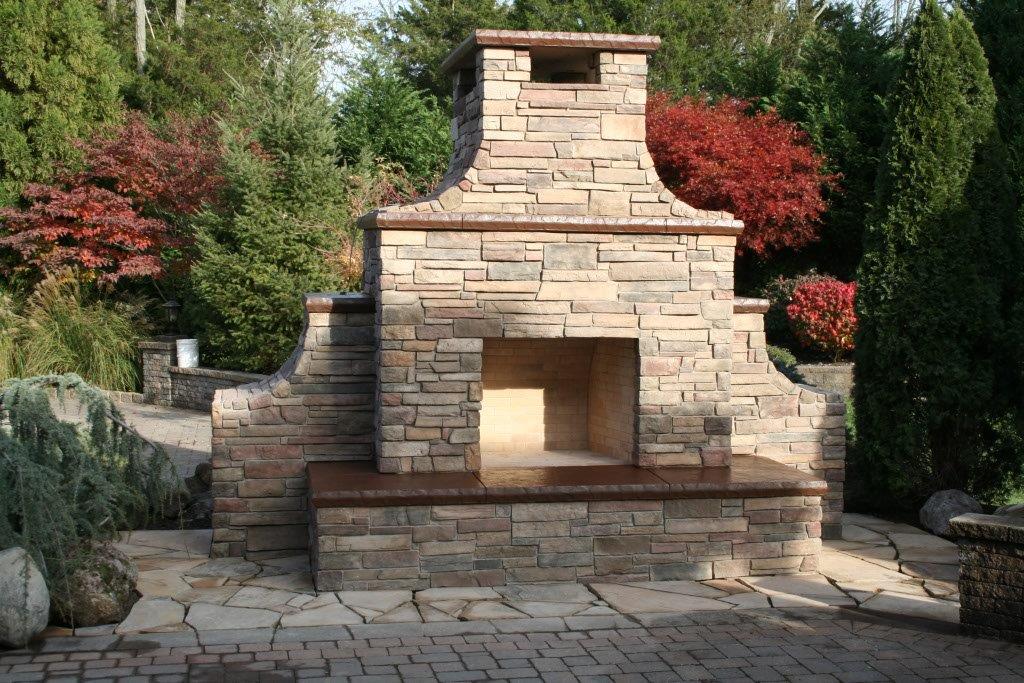 Outdoor Stone Fireplace Hardscape