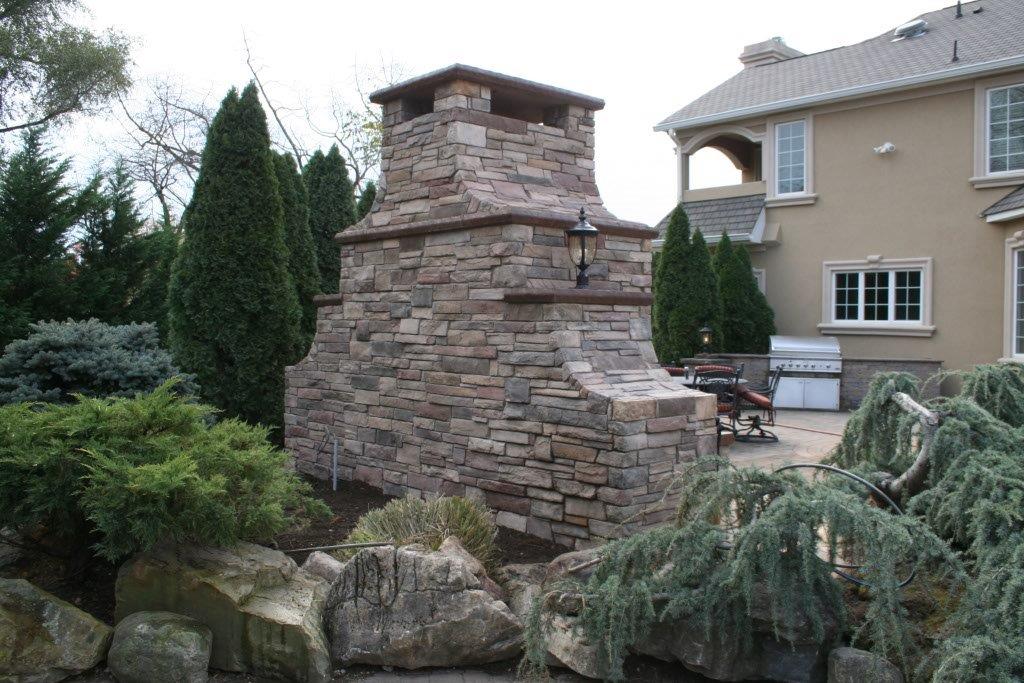 Back of Outdoor Fireplace Hardscape