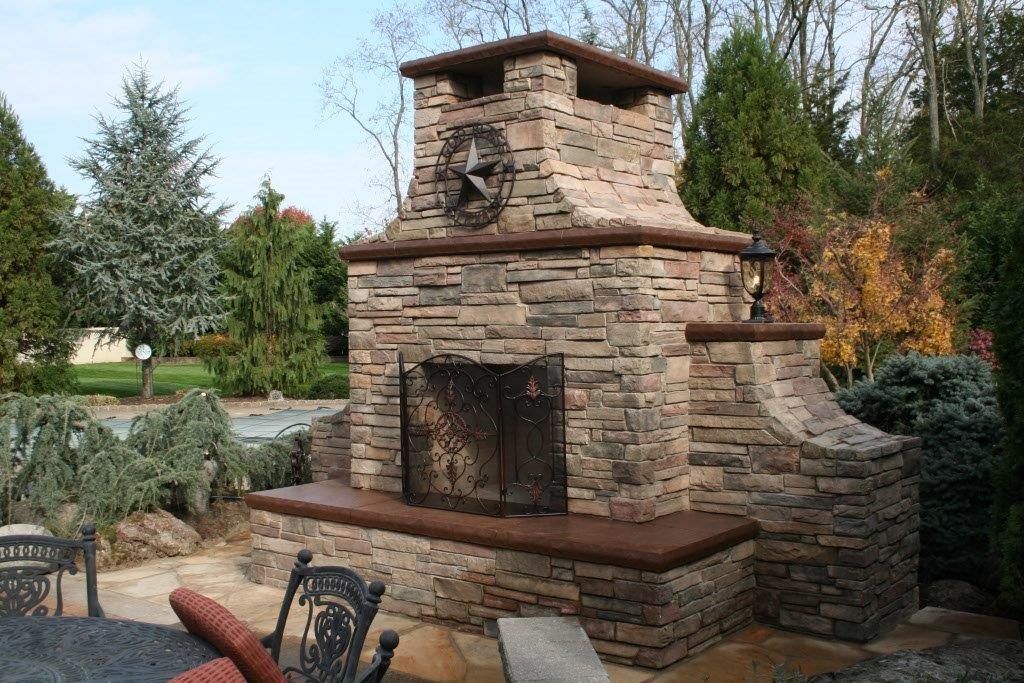 Outdoor Stone Fireplace Hardscape