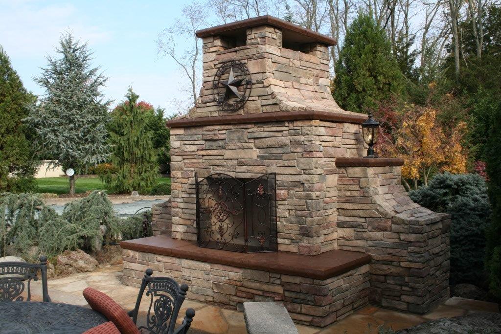 Outdoor Stone Fireplace Hardscape