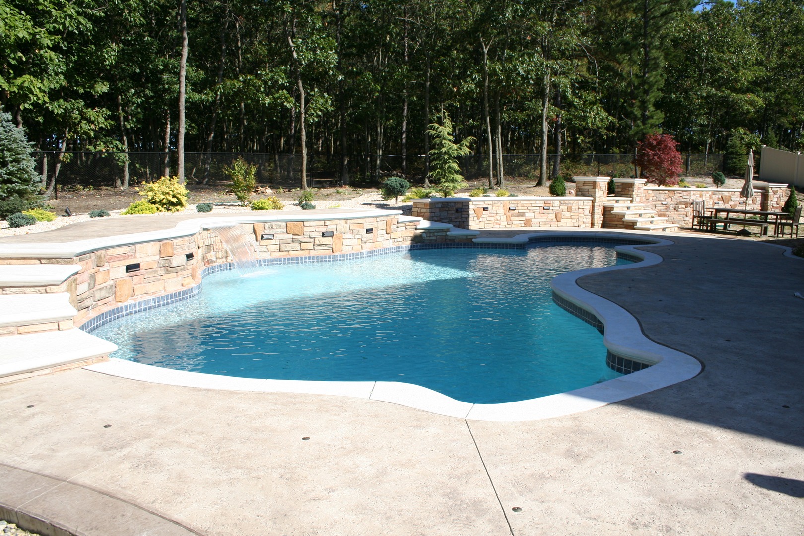 Concrete Pool Patio with Waterfall Toms River NJ