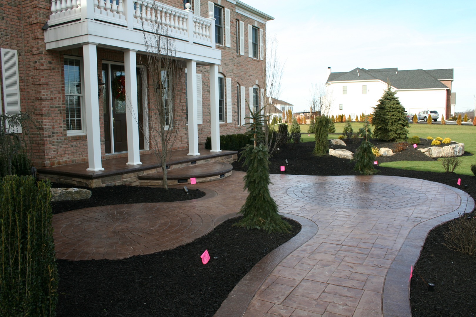 Stamped Concrete Entrance Way with Circle Stamped Design