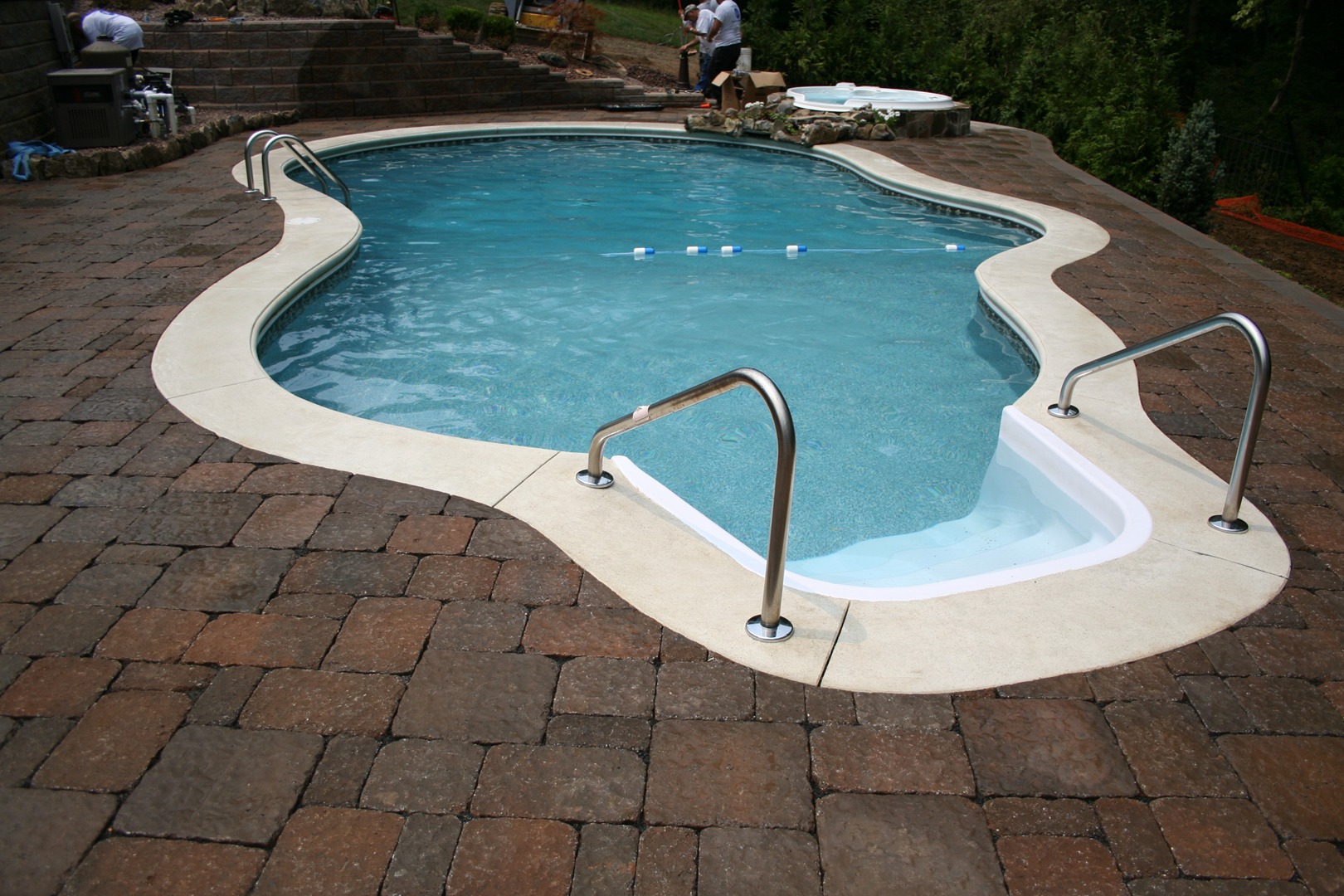 Paver Stone Patio with Custom White Bullnose