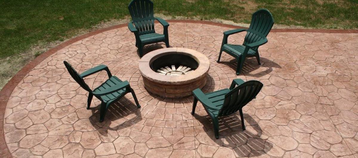 Stamped Concrete Patio with Fire Pit