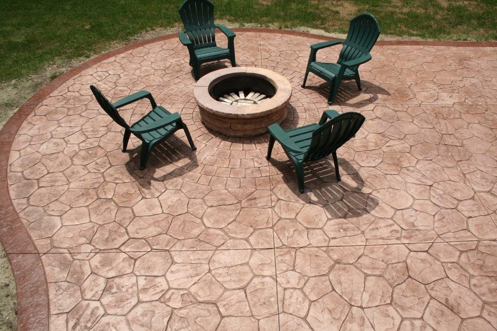 Stamped Concrete Patio with Fire Pit