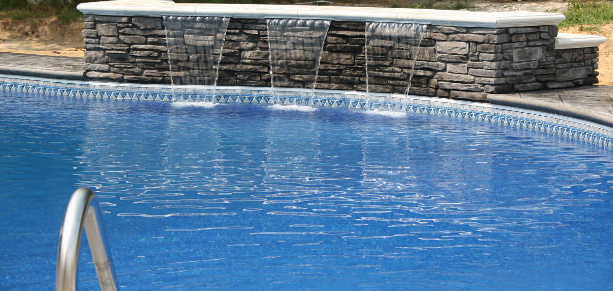 Grey Stone Waterfall into Pool