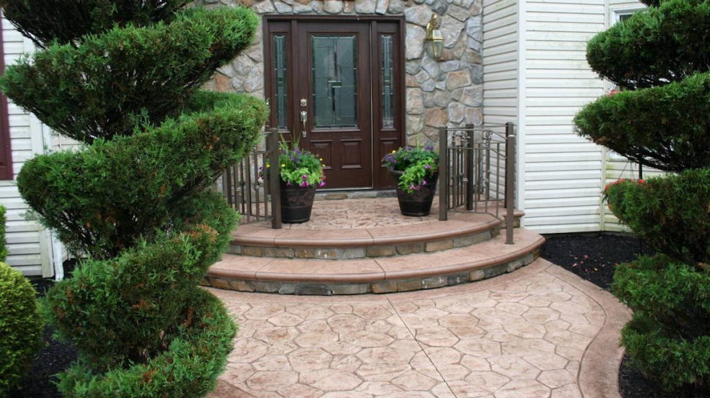 Stamped Concrete with Cultured Stone Steps