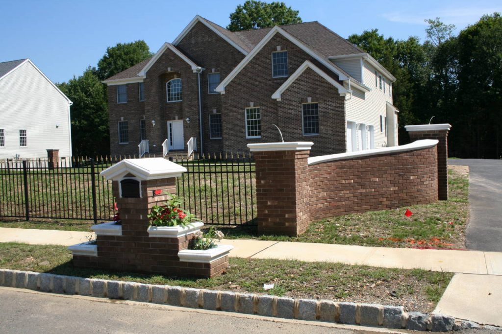 Brick Driveway Entrance Wall with Mailbox Planter