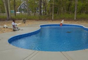 Sanstone Installation of Concrete Pool Patio Wall New Jersey