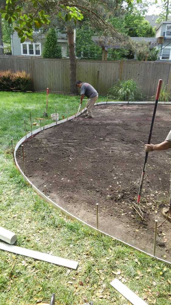 Prep for installation of a stamped concrete patio