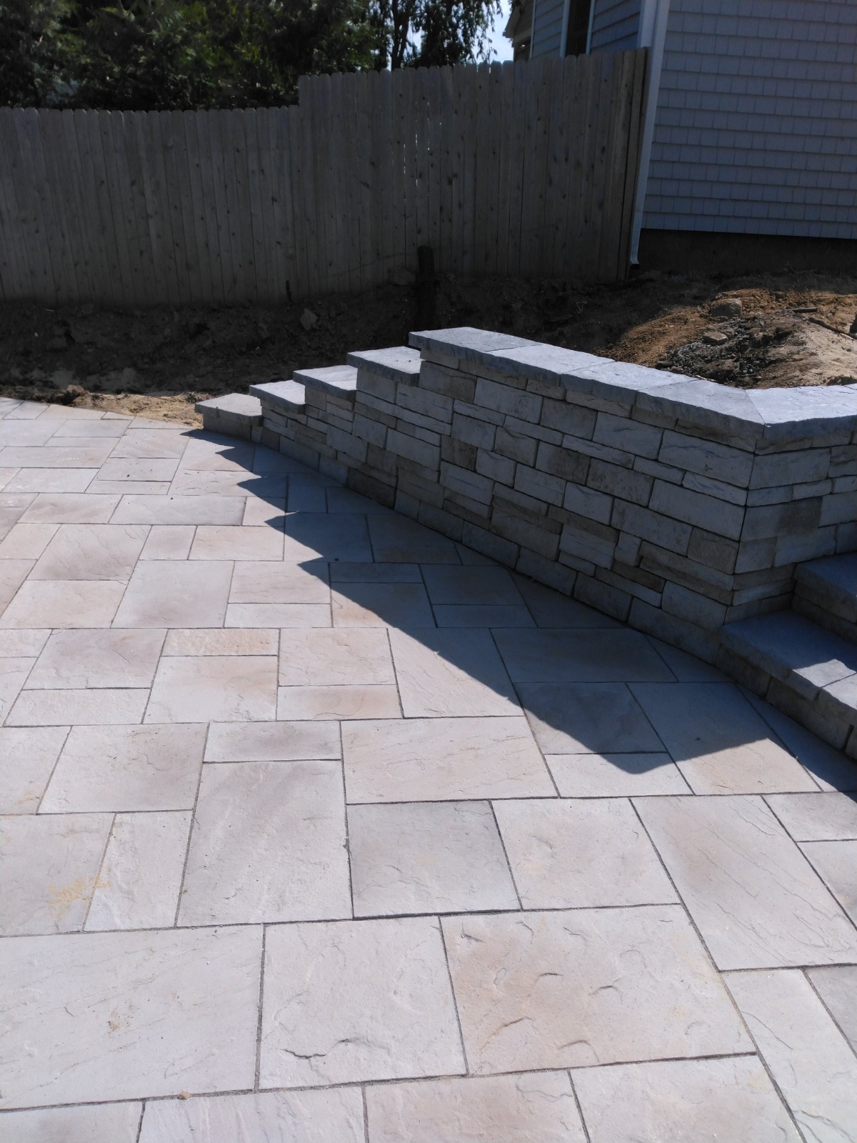 Stone Retaining Wall and Stairs